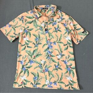 Bad Birdie Core Floral Hawaiian Golf Polo Mens L